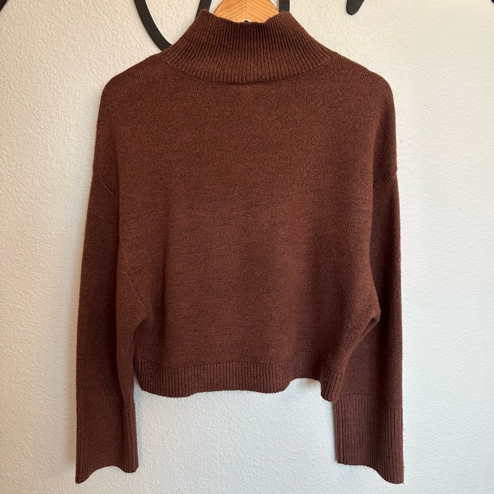 Express small hickory brown pocket mock neck sweater - Picture 3 of 5